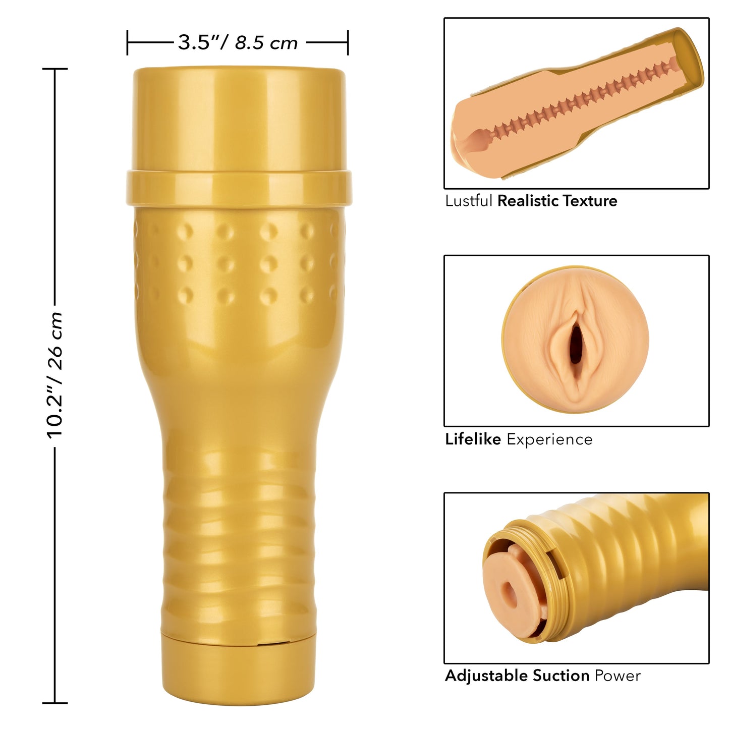 Private Tube Personal Trainer Tub Gold Real Skin TPR Suction Masturbator Sleeve > Sex Toys For Men > Masturbators > Manual - Tophatter Daily Deals