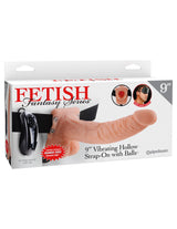 Fetish Fantasy 9 Inch Vibrating Hollow Strap-On with Balls Flesh > Dildos > Hollow Strap Ons - Tophatter Daily Deals