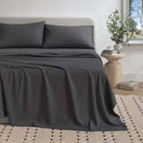 100% Organic Cotton Jersey Knit Sheets Charcoal Bedding - Tophatter Daily Deals
