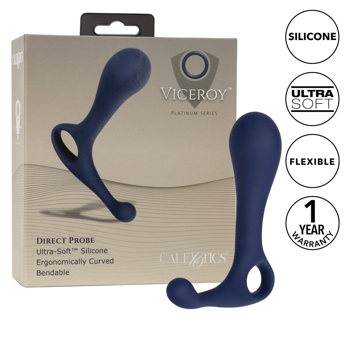 Viceroy Direct Probe Ultra-Soft Silicone Ergonomically Curved Bendable 4.75 x 3.5 Inch > Anal Range > Prostate Plugs - Tophatter Daily Deals