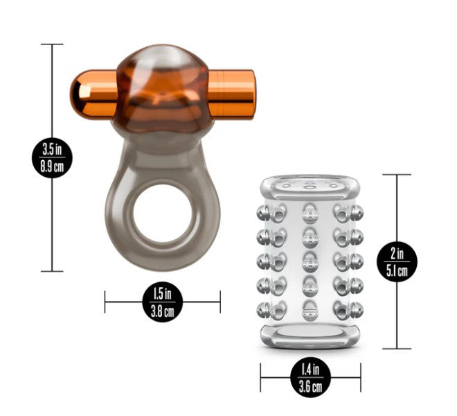 Stay Hard Vibrating Cock Ring Set With Textured Sleeve – Vibrating Cock Ring > Cock Ring > Vibrating - Tophatter Daily Deals