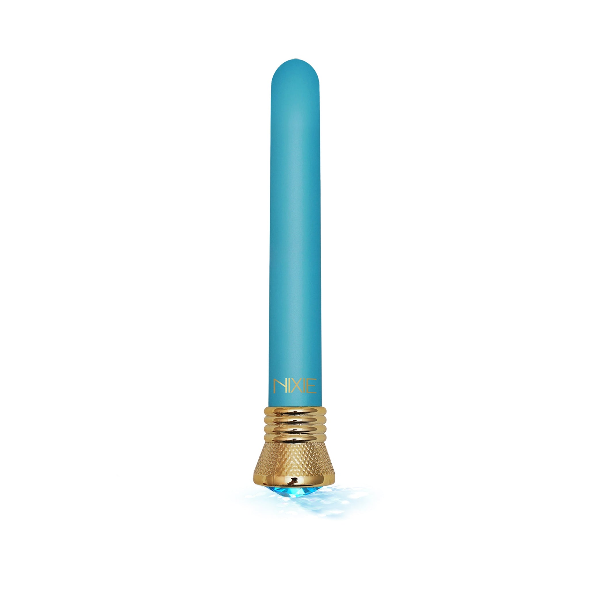 Nixie Jewel Satin Classic Vibe Aquamarine 7 Inch Waterproof G-Spot Vibrator > Vibrators > Standard Vibrators - Tophatter Daily Deals