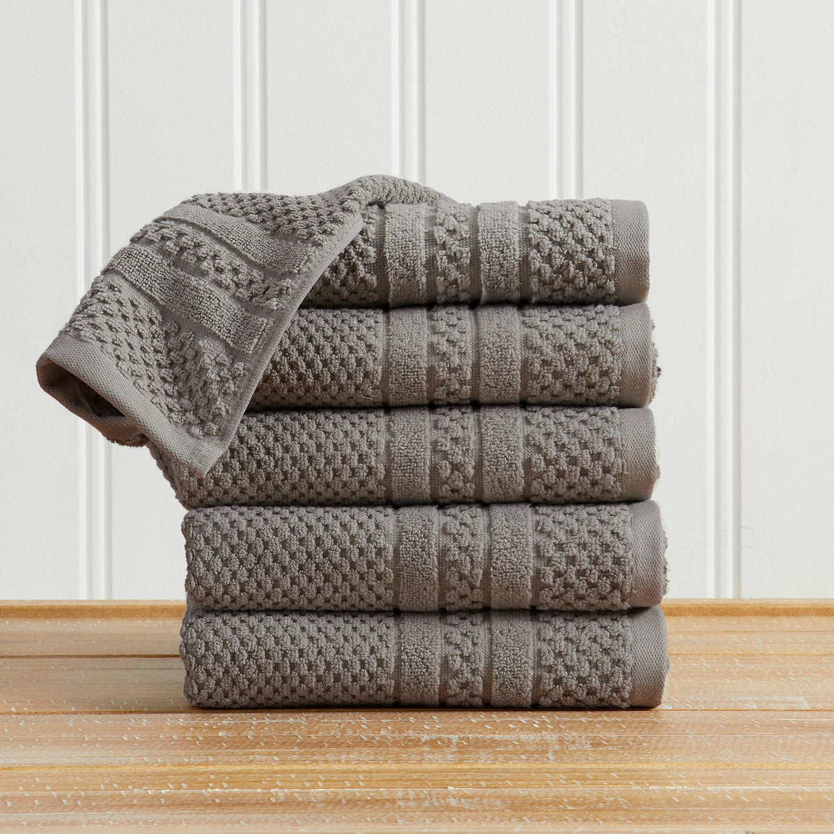 100% Cotton Checkered Jacquard Bath Towel Set - Giuliana Collection Hand Towel (Pack of 6) Dark Grey Bath - Tophatter Daily Deals