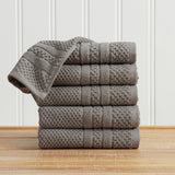 100% Cotton Checkered Jacquard Bath Towel Set - Giuliana Collection Hand Towel (Pack of 6) Dark Grey Bath - Tophatter Daily Deals