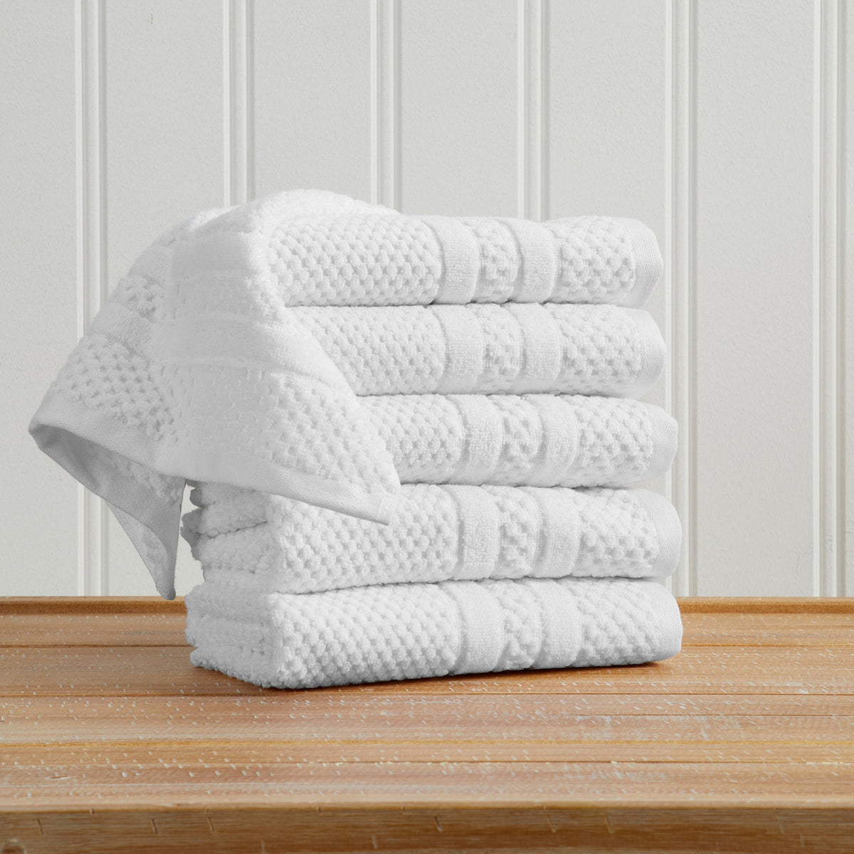 100% Cotton Checkered Jacquard Bath Towel Set - Giuliana Collection Hand Towel (Pack of 6) White Bath - Tophatter Daily Deals