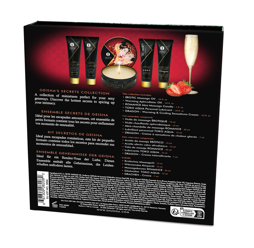 Geisha's Secrets Intimacy Gift Set with Sparkling Strawberry Wine > Essentials > Massage Gift Set - Tophatter Daily Deals