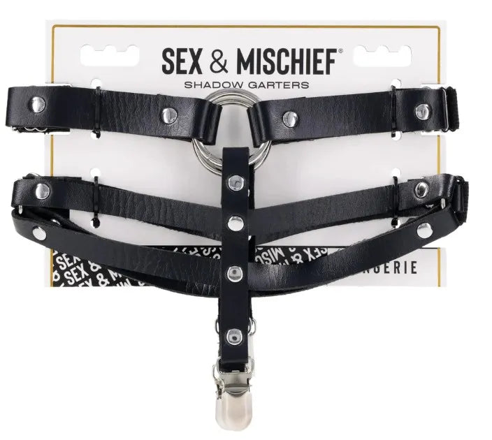 Shadow Garters – Faux Leather Garter Straps with Silver Hardware > Clothes > Hosiery > Garterbelt Sets - Tophatter Daily Deals