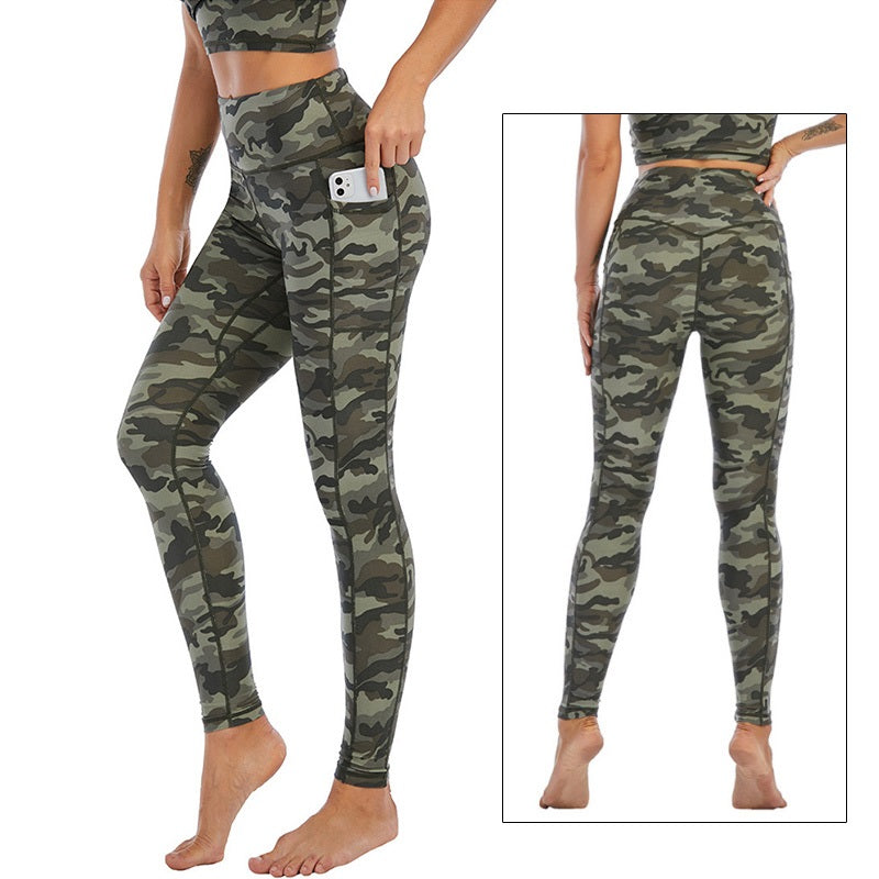Yoga Pants Sports Camouflage Leggings Army Green Camouflage Leggings - Tophatter Daily Deals