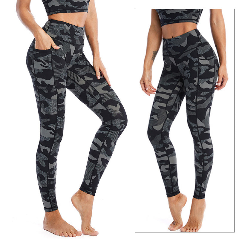 Yoga Pants Sports Camouflage Leggings Black Camouflage Leggings - Tophatter Daily Deals