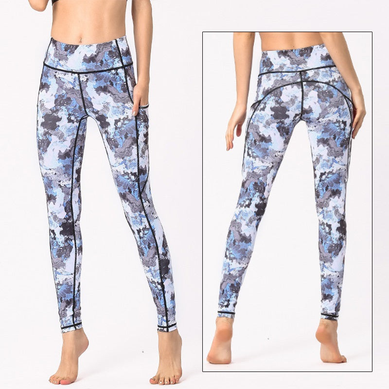 Yoga Pants Sports Camouflage Leggings Blue Camouflage Leggings - Tophatter Daily Deals
