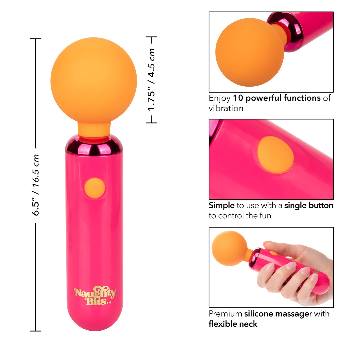Naughty Bits Home Cumming Queen Vibrating Wand Pink and Orange Silicone Personal Massager > Sex Toys > Mini Massagers - Tophatter Daily Deals