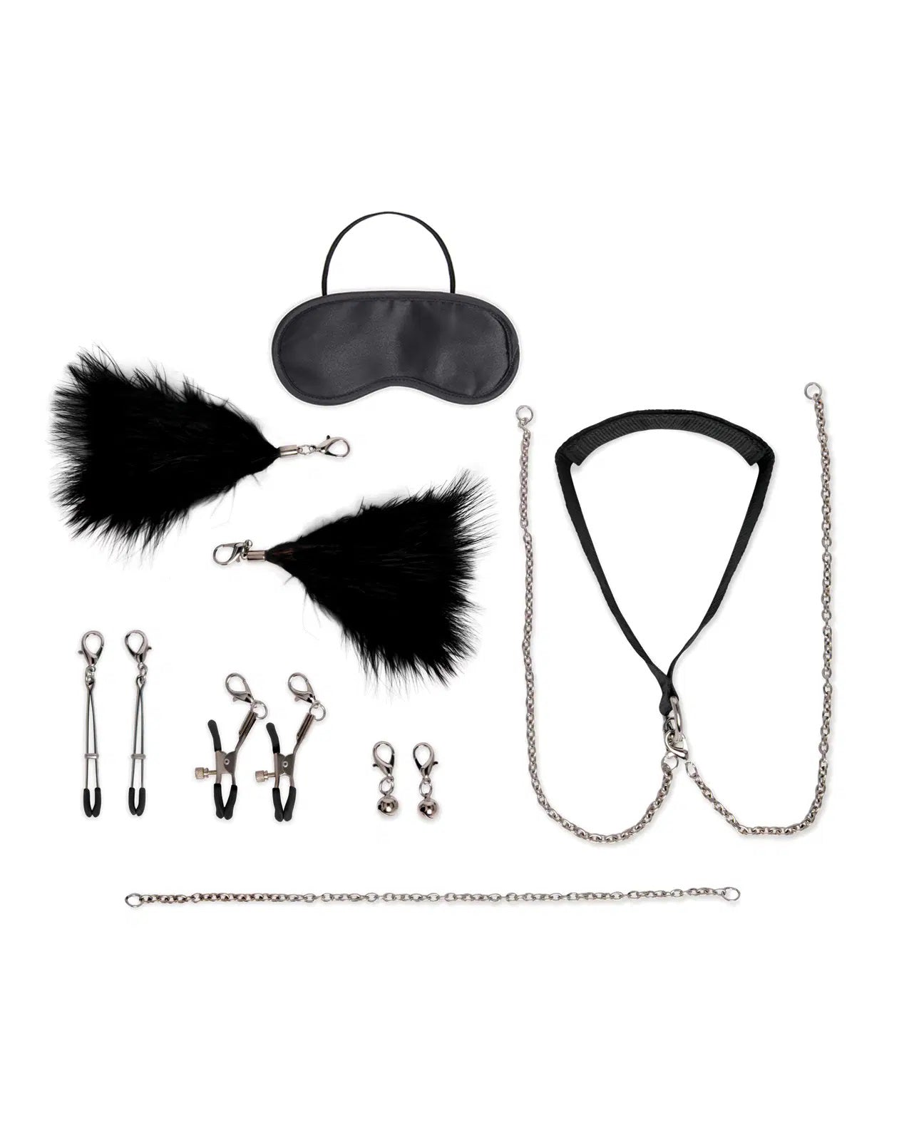 Lux Fetish 12-Piece Interchangeable Collar and Nipple Clips Set (Black) – Fetish Accessories > Sex Toys > Nipple Clips - Tophatter Daily Deals