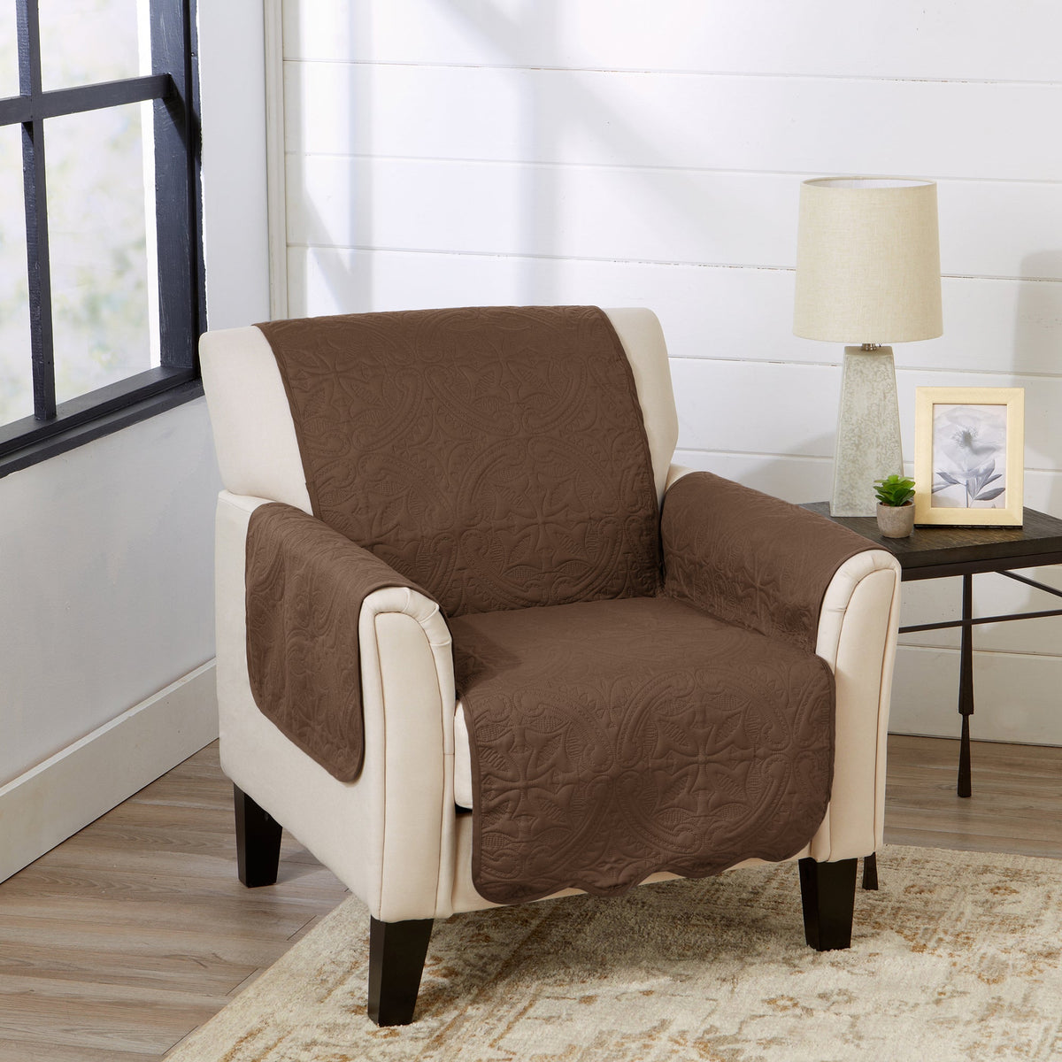 Medallion Solid Furniture Protector - Elenor Collection Chair Chocolate Taupe Furniture & Decor - Tophatter Daily Deals
