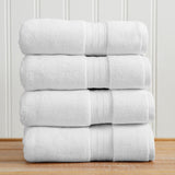 100% Cotton Premium Bath Towel Set - Chiara Collection Bath Towel (Pack of 4) White Bath - Tophatter Daily Deals