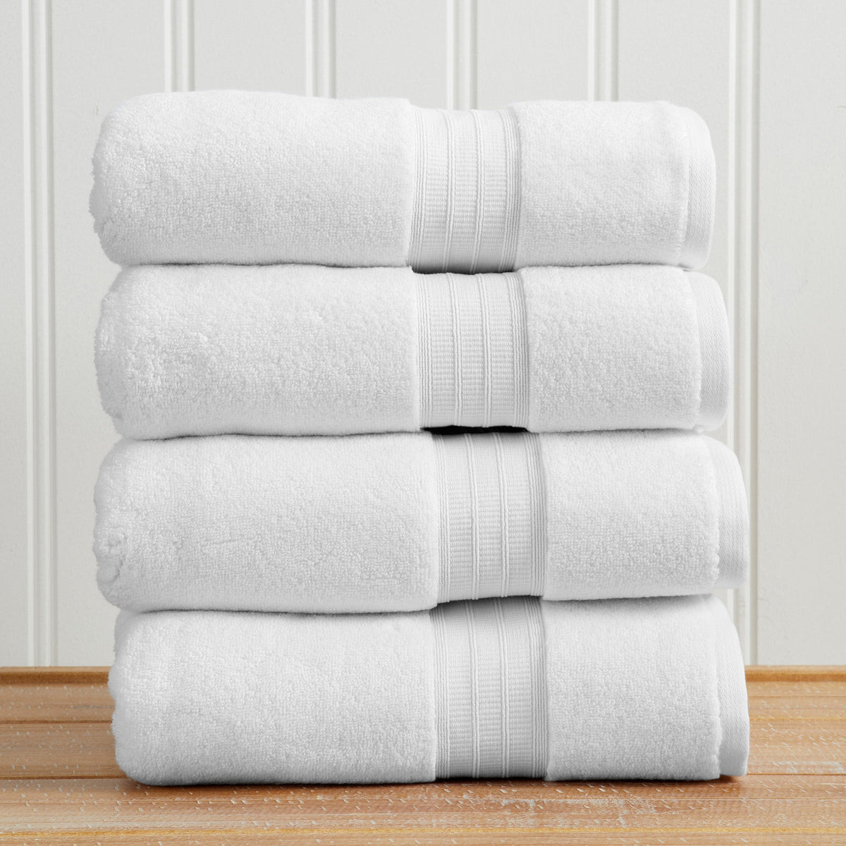 100% Cotton Premium Bath Towel Set - Chiara Collection Bath Towel (Pack of 4) White Bath - Tophatter Daily Deals