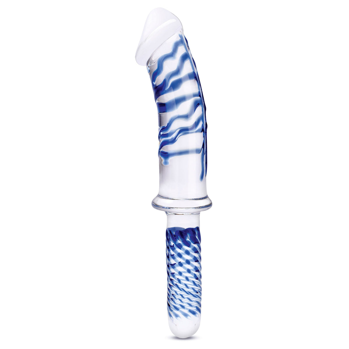 Glas 11 Inch Realistic Double Ended Blue and White Glass Dildo With Handle > Glass > Dildos - Tophatter Daily Deals
