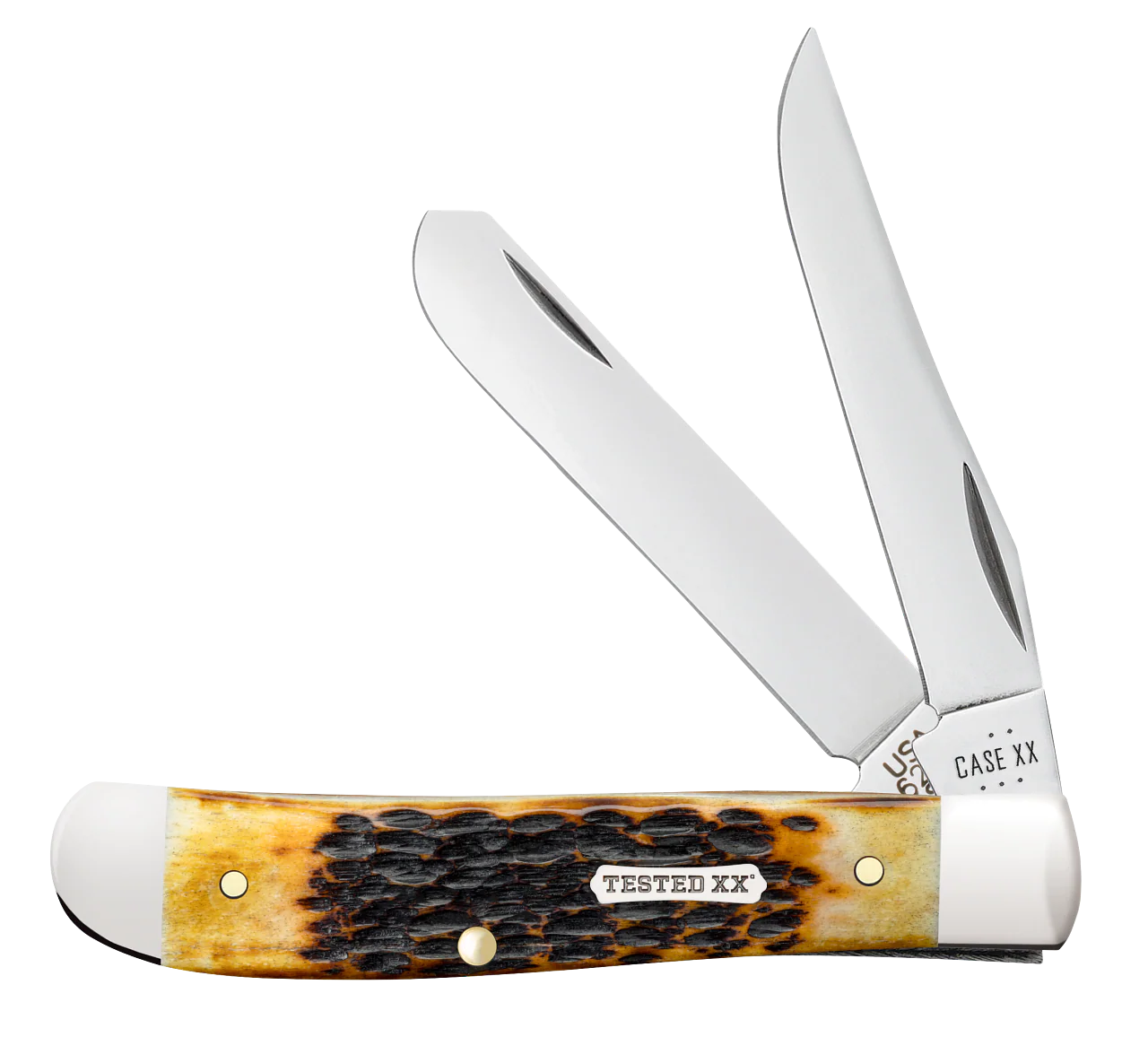 Case XX Mini Trapper - Jigged Burnt Amber Bone - Carbon Steel - 51391 Folding Knives - Tophatter Daily Deals