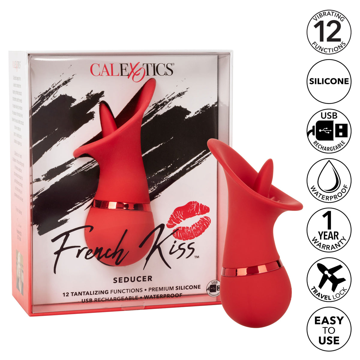 French Kiss Seducer – Compact Massager with 12 Functions Vibrator > Sex Toys For Ladies > Clitoral Vibrators and Stimulators - Tophatter Daily Deals