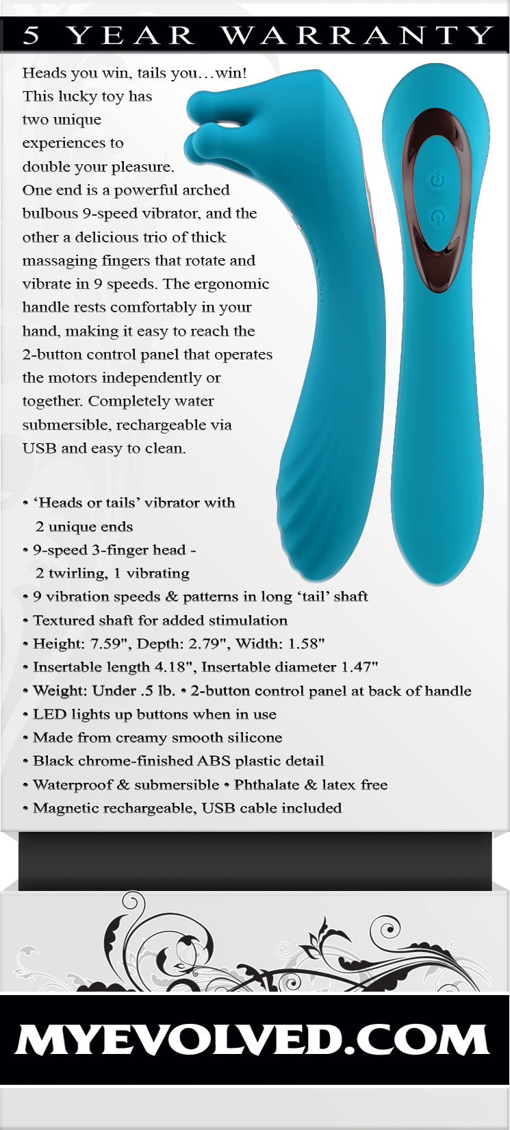 Evolved Heads or Tails Dual Ended Massager > Vibrators > Standard Vibrators - Tophatter Daily Deals
