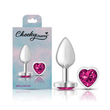 Cheeky Charms Silver Metal Butt Plug with Heart Pink Jewel Small > Anal Range > Jewel Butt Plugs - Tophatter Daily Deals