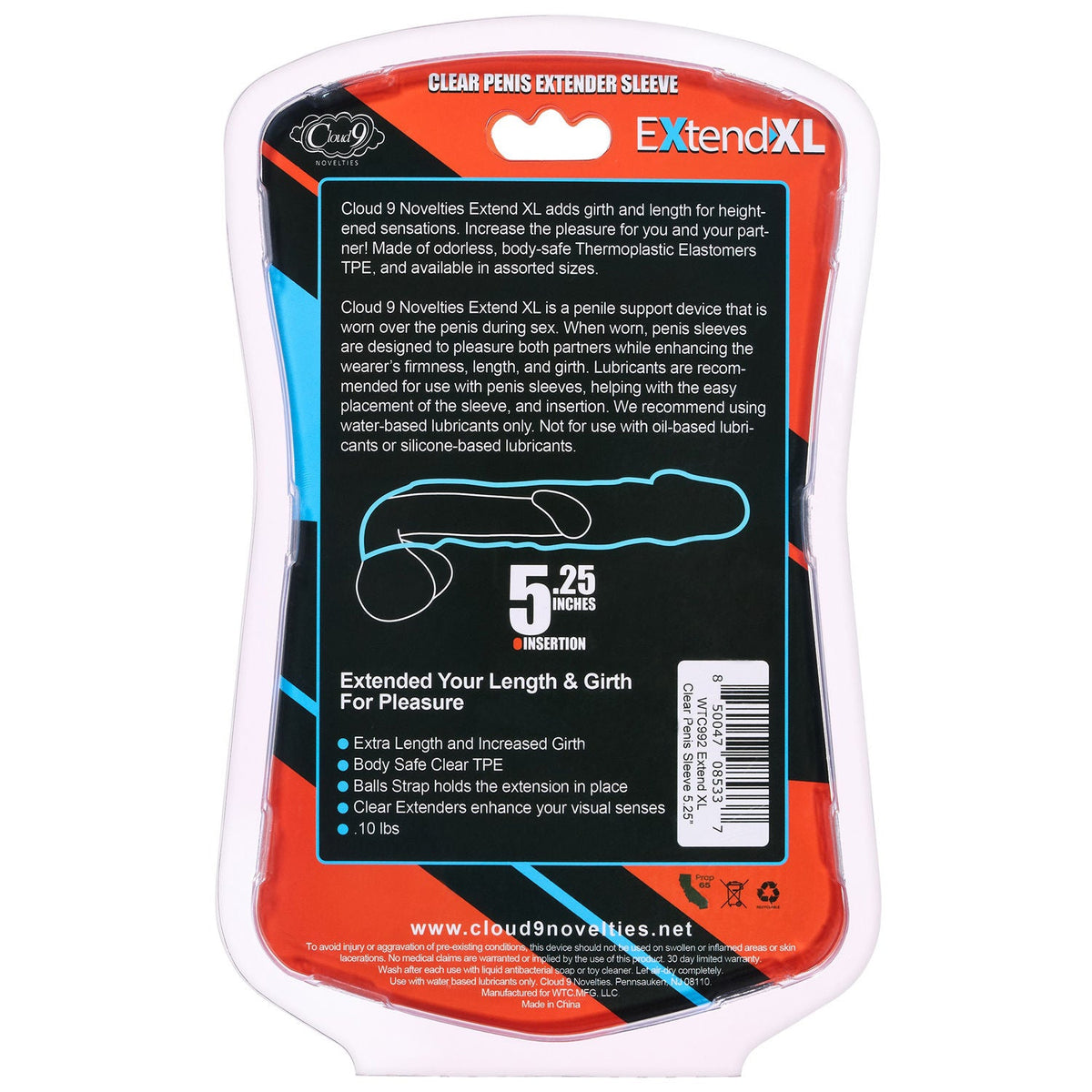 Extend XL Clear Penis Sleeve 7.25 Inch for Enhanced Girth and Length > Sex Toys For Men > Penis Sleeves - Tophatter Daily Deals