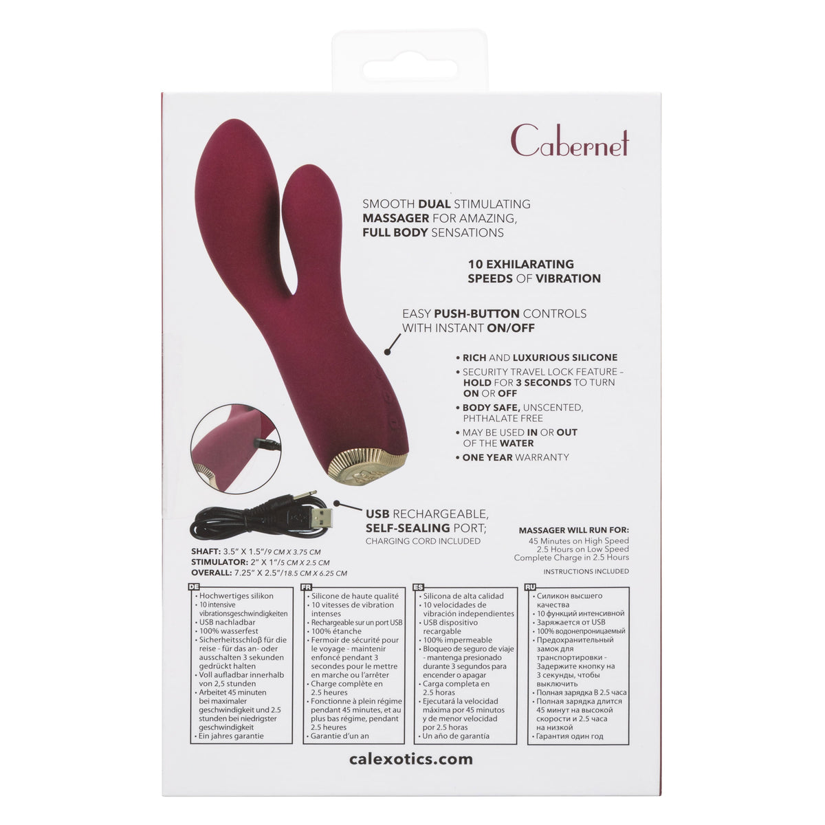 Uncorked Cabernet Dual Massager in Deep Wine Red with 10 Speeds and Silicone Vibrator > Vibrators > Ladies > Rabbit - Tophatter Daily Deals