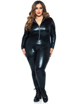 Leg Avenue Lame Zipper Front Catsuit – Wet-Look Faux Leather Catsuit > Clothes > Costumes > Womens - Tophatter Daily Deals