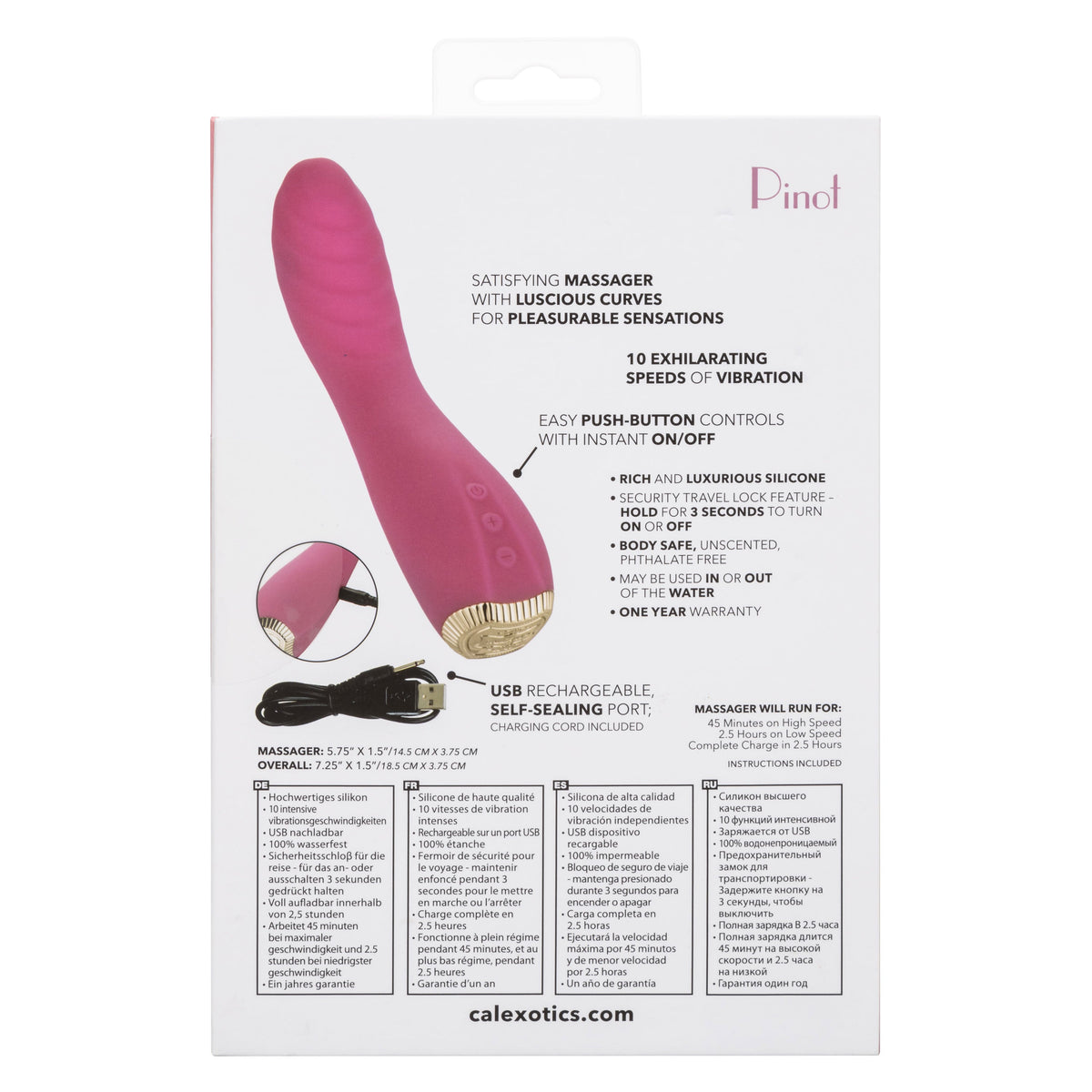 Uncorked Pinot Pink Silicone Massager with 10 Speeds and Rechargeable > Vibrators > Standard Vibrators - Tophatter Daily Deals