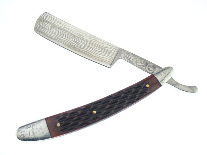 Brown Jigged REAL Bone Handle Straight Razor - TOPHATTER'S ARMORY DEALS Collectible Weapons - Tophatter Daily Deals