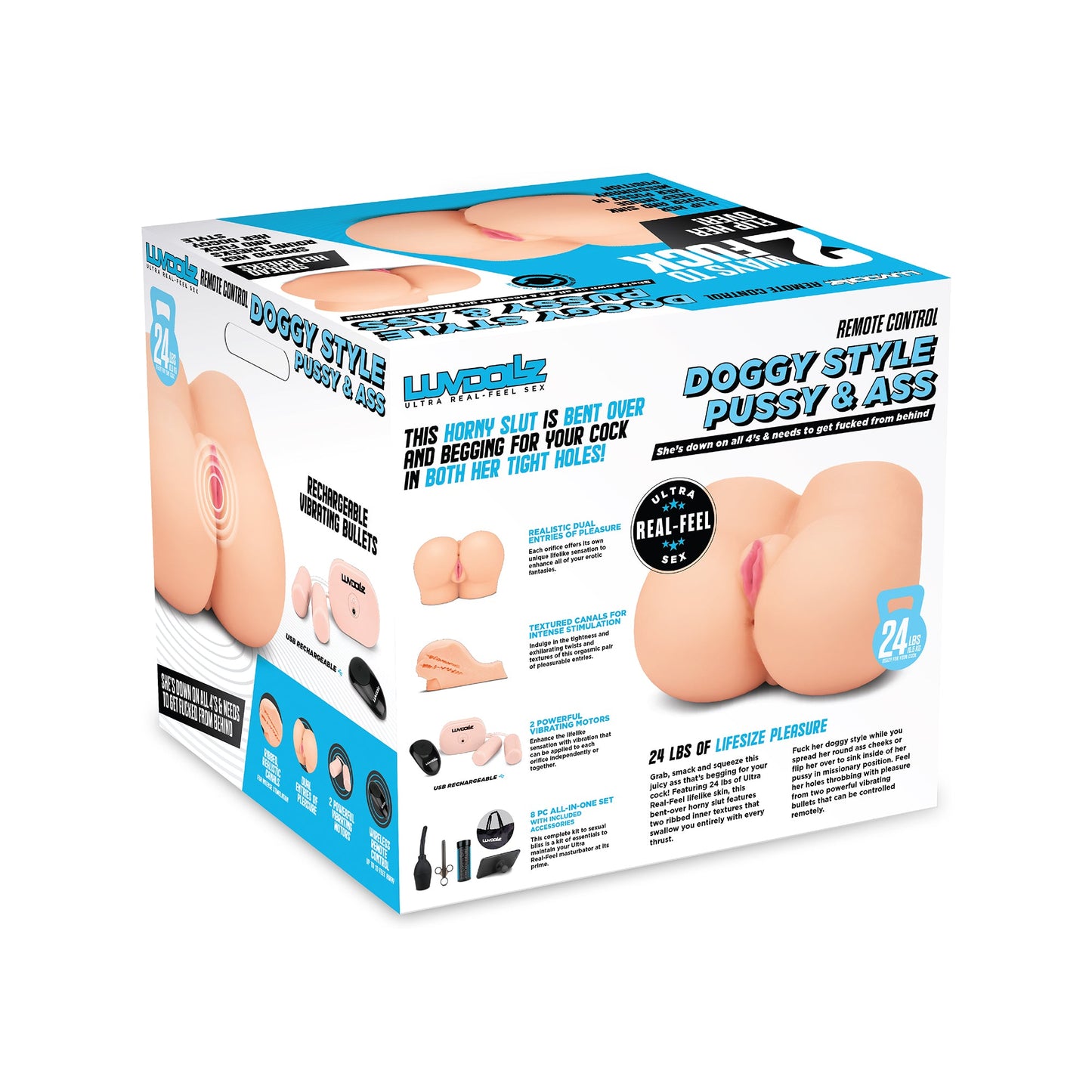 Luvdollz Remote Control Doggy Style Pussy and Ass Masturbator Cream Color Ultra Real-Feel 20 Pounds > Sex Toys For Men > Assbators - Tophatter Daily Deals