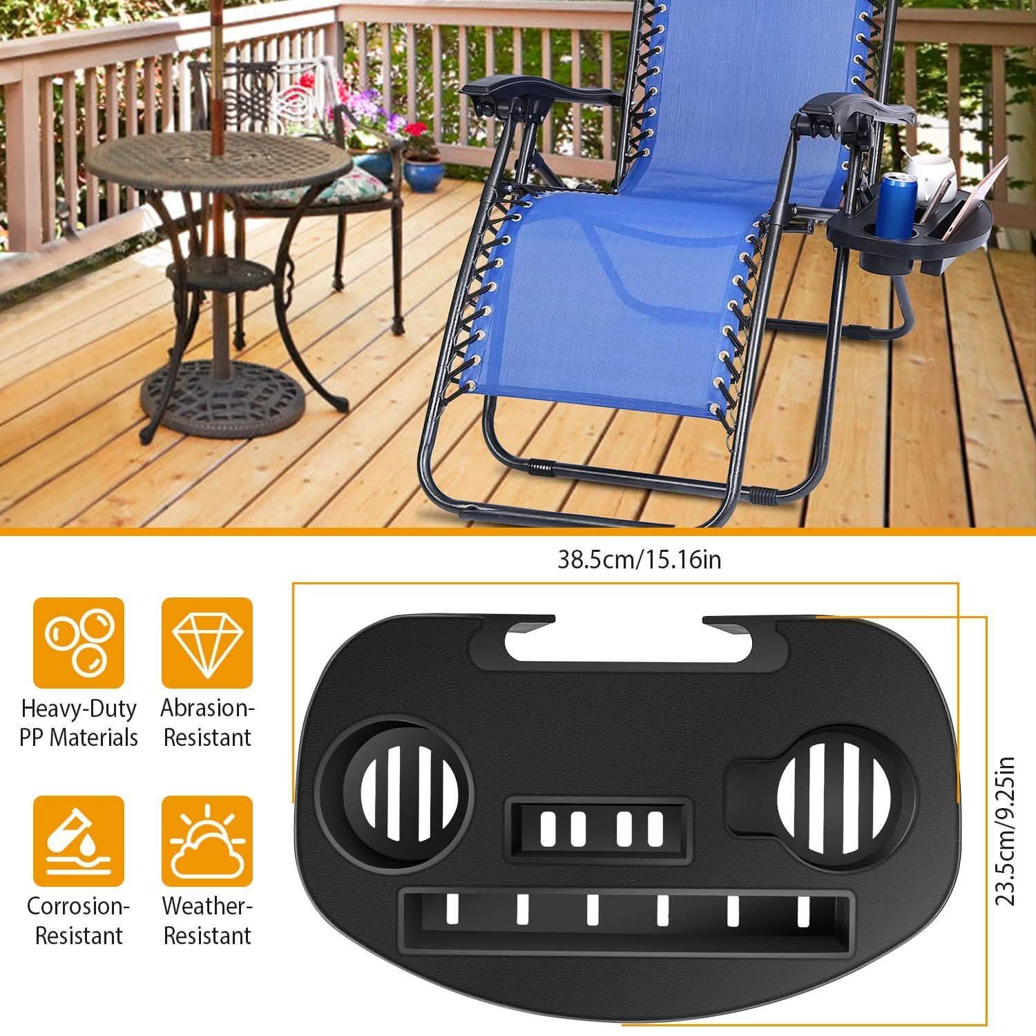 Zero Gravity Chair Cup Holder Clip On Side Tray Garden & Patio - Tophatter Daily Deals
