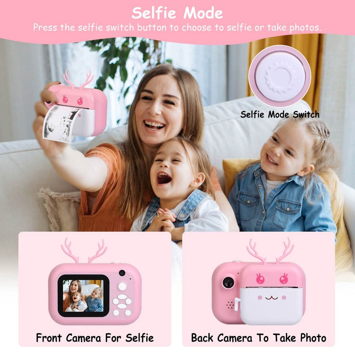 Zero Ink Selfie Camera 1080P HD Video Recorder with Dual Lens 3 Roll Print Papers Cameras & Drones - Tophatter Daily Deals