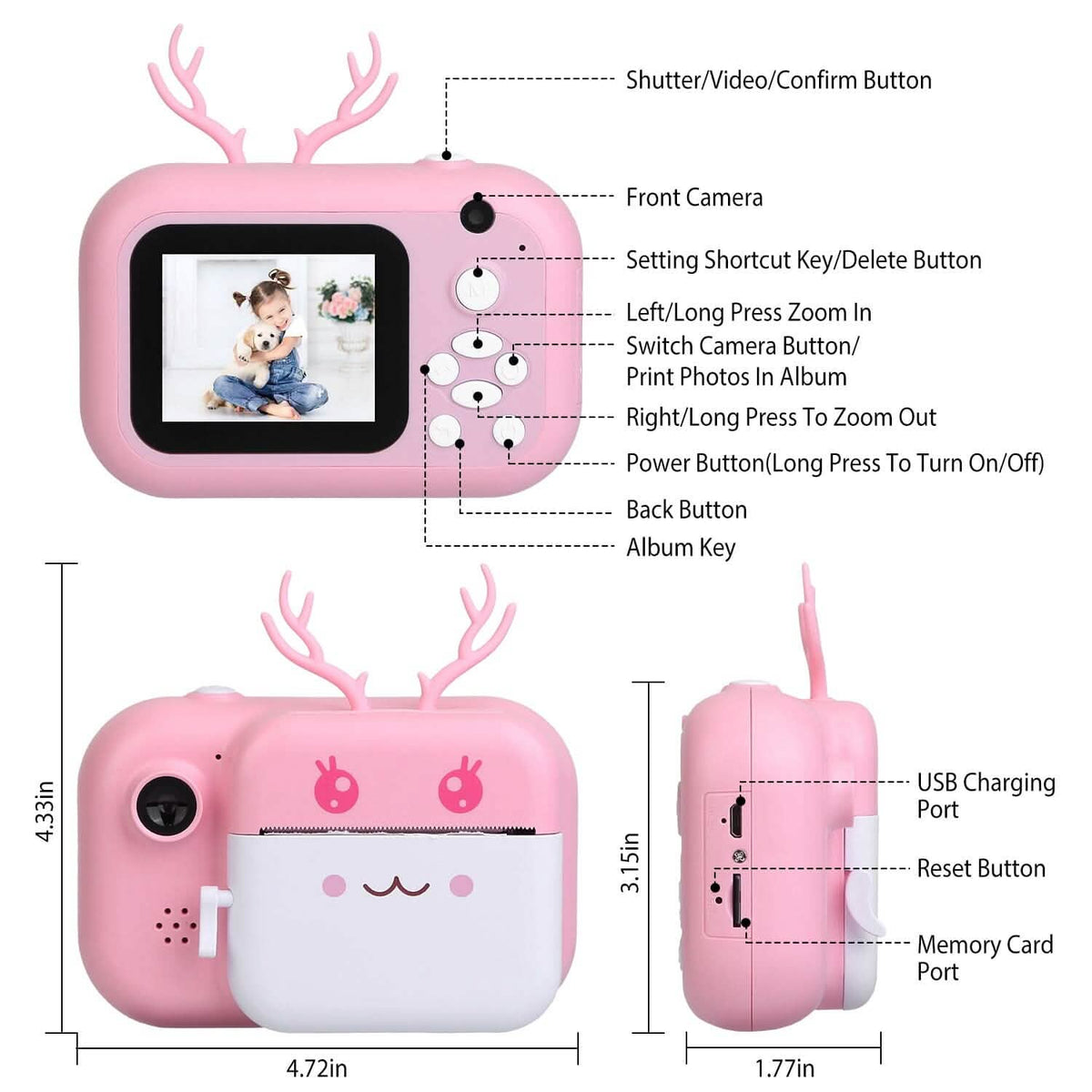 Zero Ink Selfie Camera 1080P HD Video Recorder with Dual Lens 3 Roll Print Papers Cameras & Drones - Tophatter Daily Deals