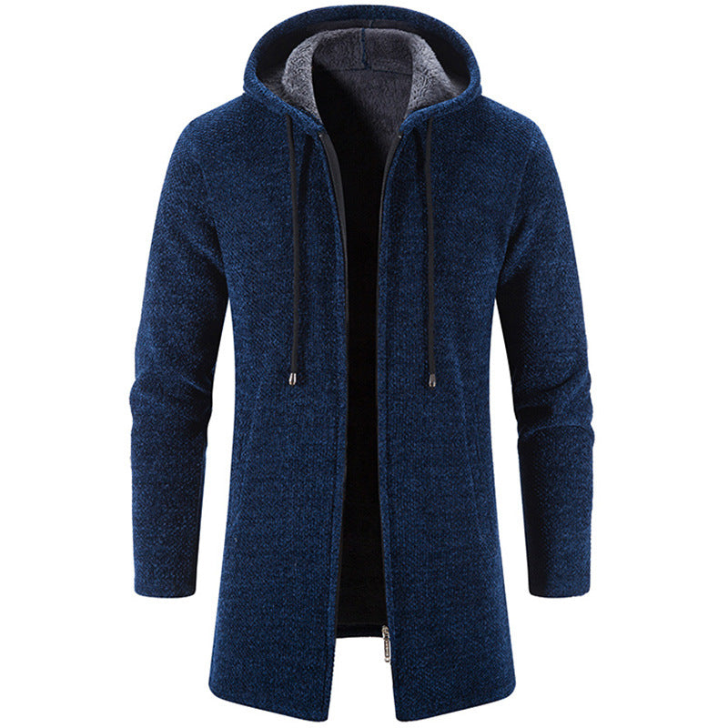 Warm Zipper Medium Long Cardigan Sweaters Black Men's Clothing - Tophatter Daily Deals