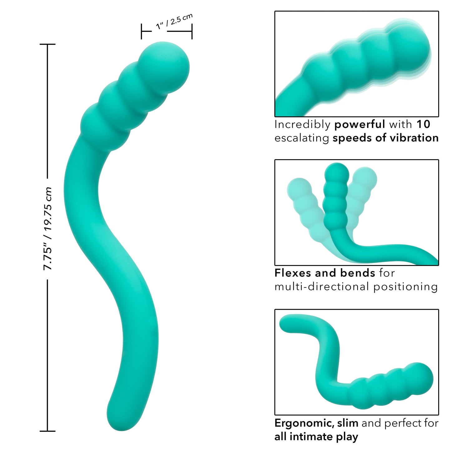 Pretty Little Wands Bubbly Slim Flexible Silicone Massager with 10 Speeds Waterproof Vibrator in Teal > Vibrators > Standard Vibrators - Tophatter Daily Deals
