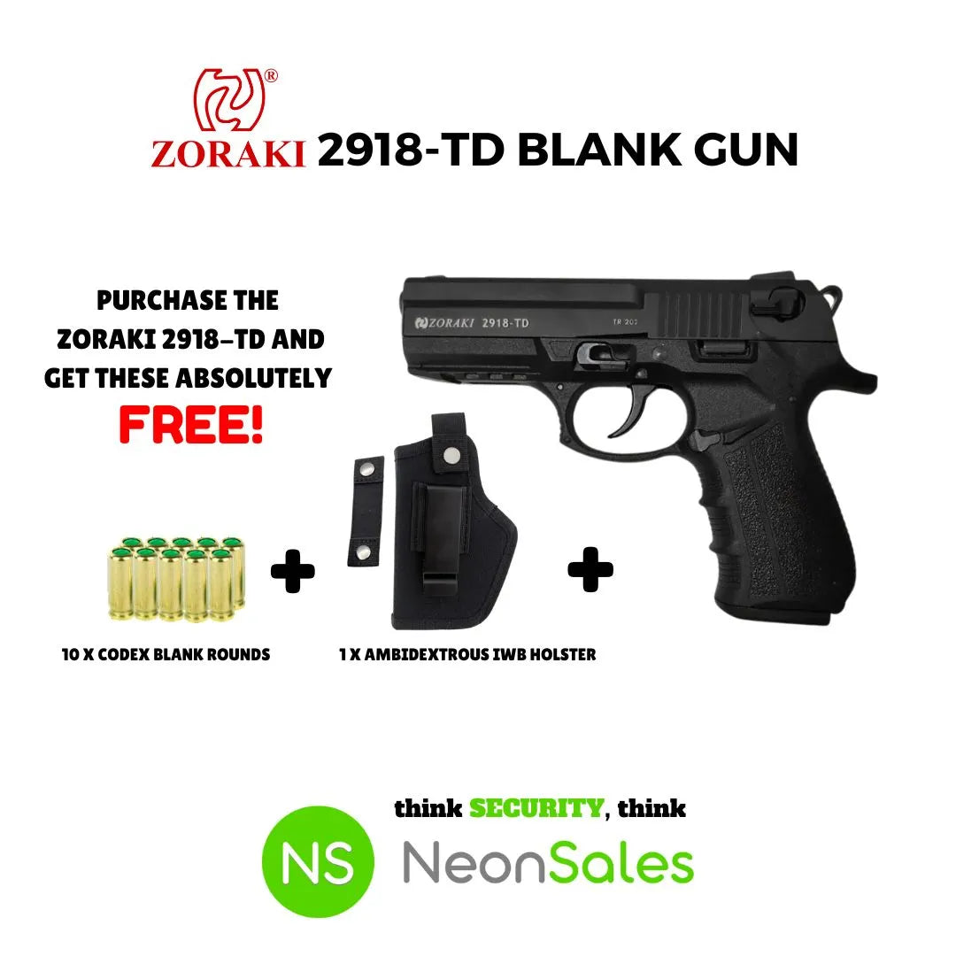 ZORAKI 2918 TD BLANK GUN + 10 BLANKS + HOLSTER - Tophatter's Army Deals COMBOS - Tophatter Daily Deals