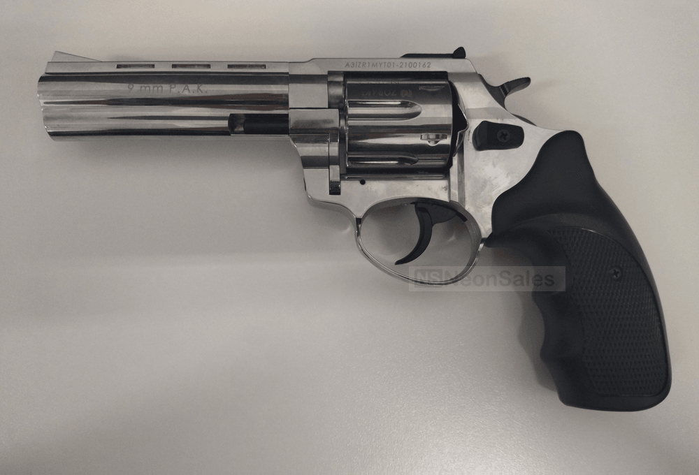 ZORAKI TD BLANK REVOLVER 4.5" - SHINY CHROME - Tophatter's Army Deals BLANK GUNS - Tophatter Daily Deals
