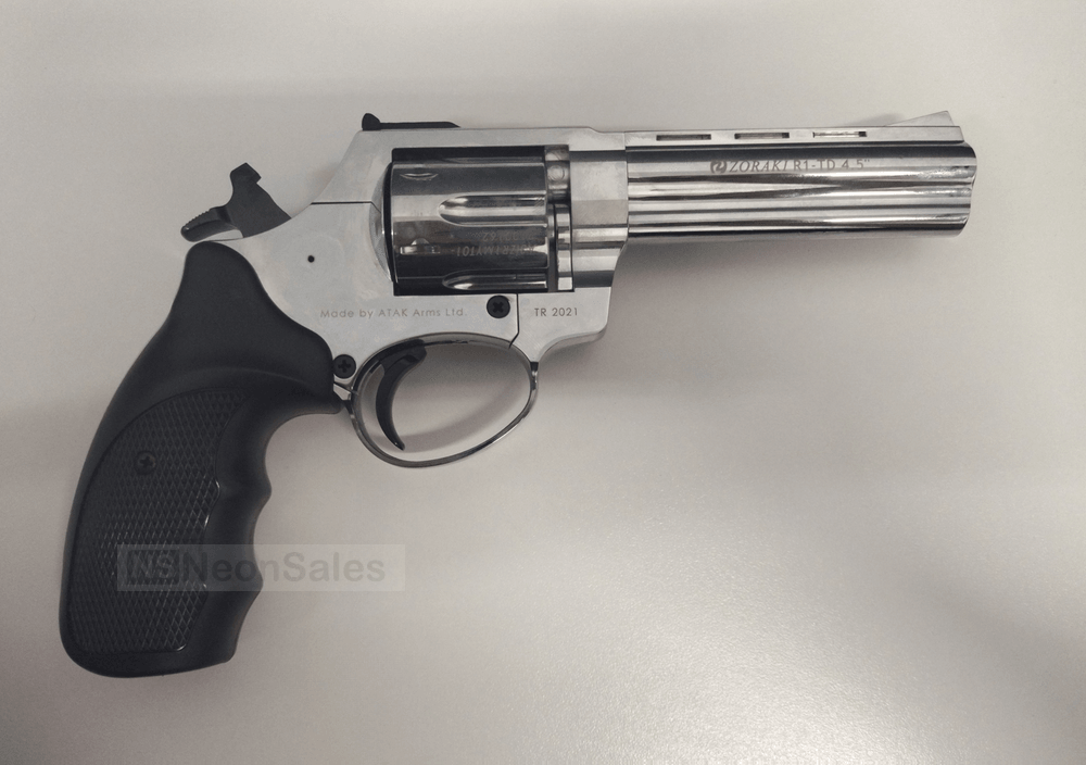 ZORAKI TD BLANK REVOLVER 4.5" - SHINY CHROME - Tophatter's Army Deals BLANK GUNS - Tophatter Daily Deals