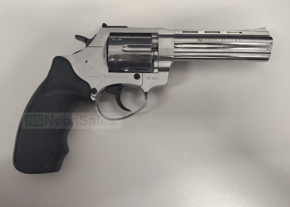ZORAKI TD BLANK REVOLVER 4.5" - SHINY CHROME - Tophatter's Army Deals BLANK GUNS - Tophatter Daily Deals