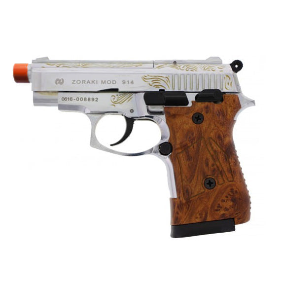 Zoraki 914 9mm Blank Full Auto Engraved Front Firing Machine Pistol Collectible Weapons - Tophatter Daily Deals