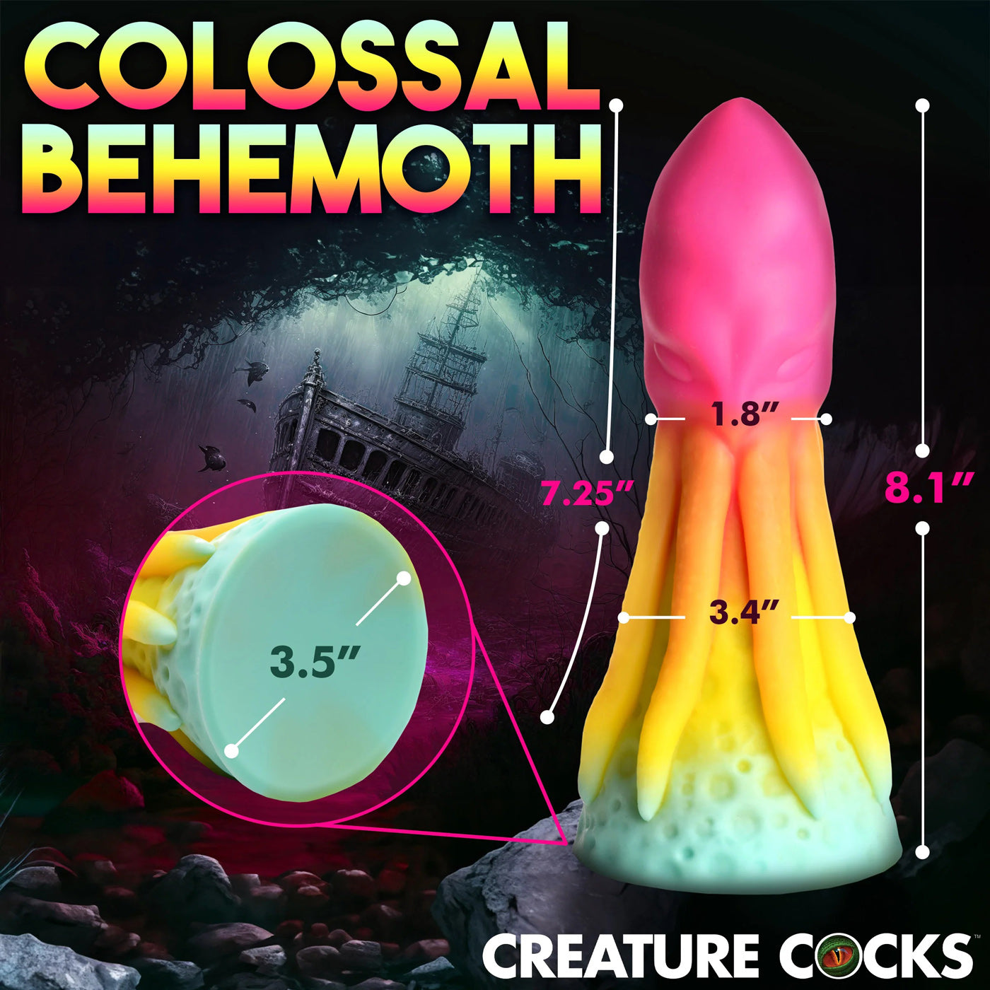 Creature Cocks King Kraken (Rainbow) Silicone Dildo 8.1 Inches – Premium Flexible Dildo > Dildos > Fantasy - Tophatter Daily Deals