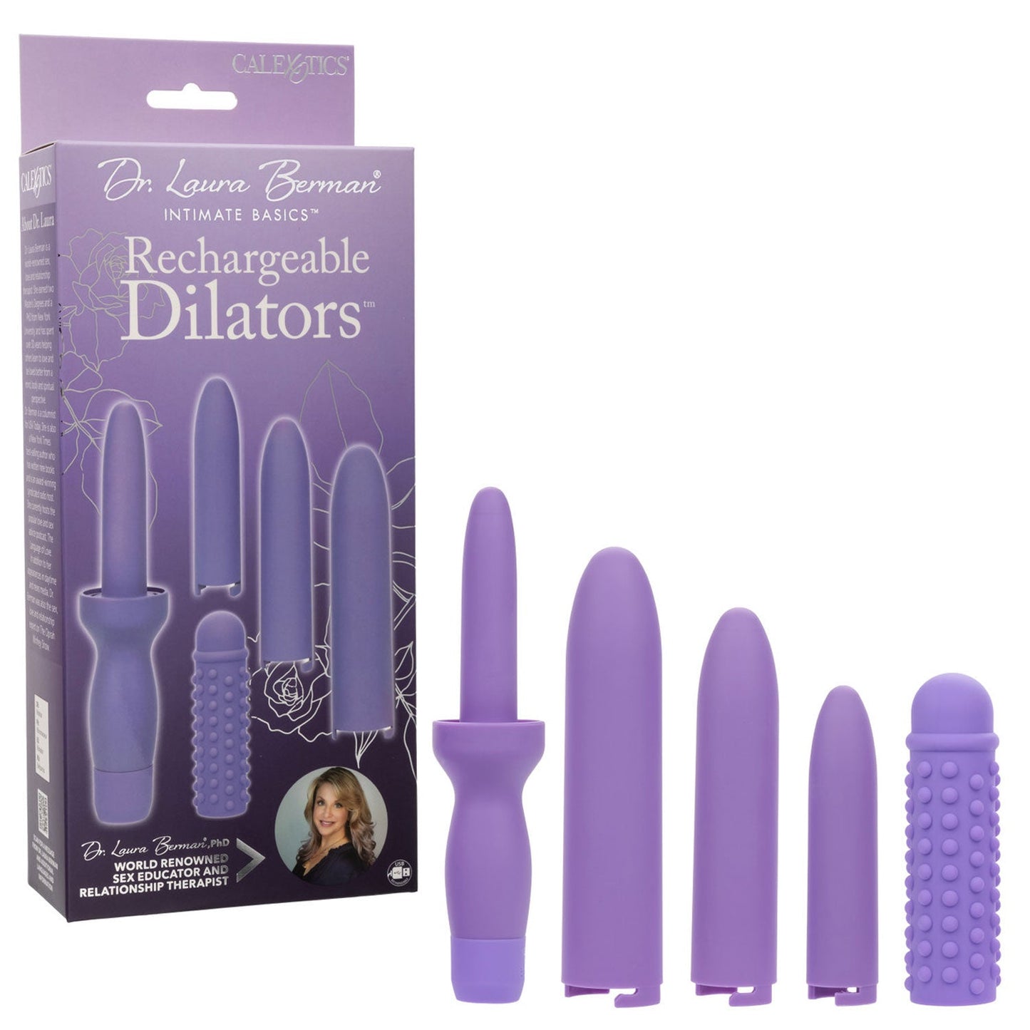 Dr. Laura Berman Dilators Set with Four Locking Sizes and Premium Silicone Textured Sleeve in Purple > Sex Toys > Dilators - Tophatter Daily Deals