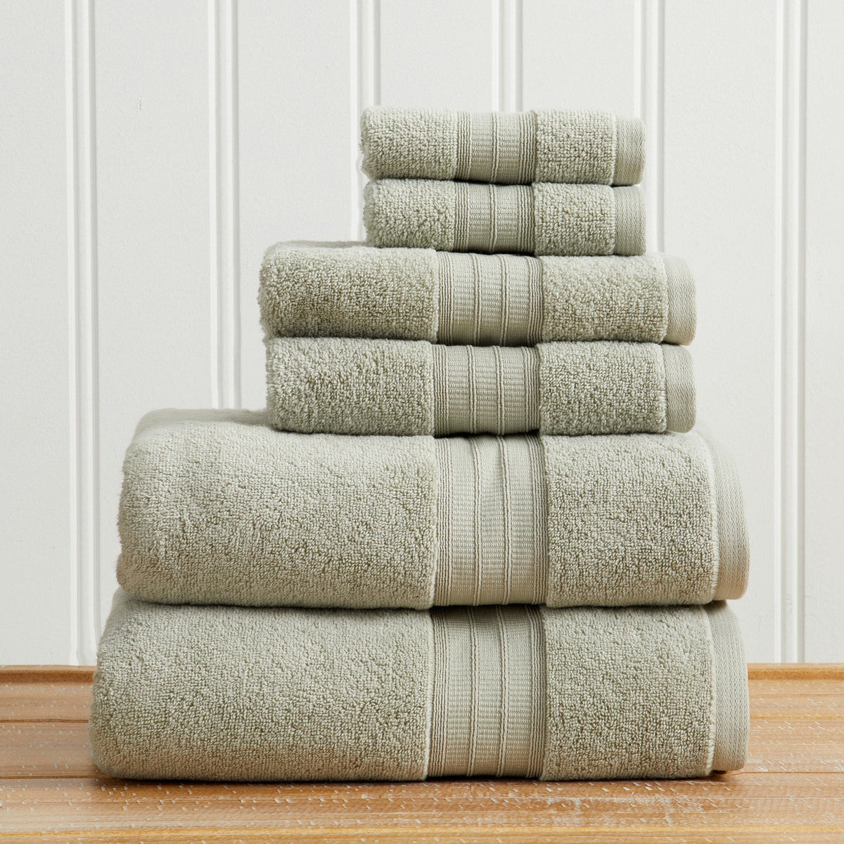 100% Cotton Premium Bath Towel Set - Chiara Collection 6 Piece Set Eucalyptus Bath - Tophatter Daily Deals