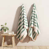Oversized Striped Border Cabana Beach Towel - Santa Cruz 2 Pack- 35" x 70" Mineral Blue Blush Bath - Tophatter Daily Deals