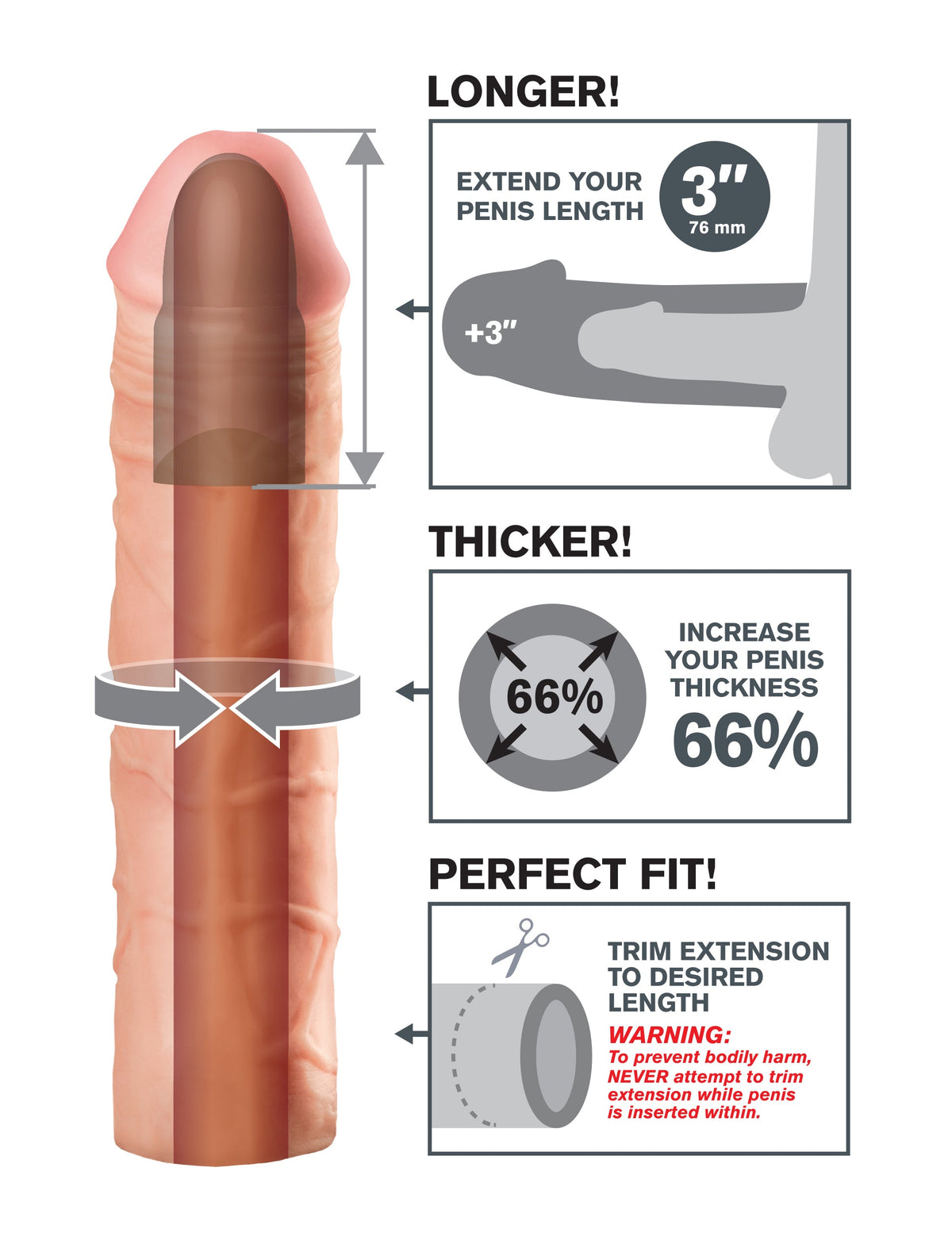 Fantasy X-tensions Mega 3 Inch Extension – Erection Enhancer Penis Extension > Sex Toys For Men > Penis Sleeves - Tophatter Daily Deals