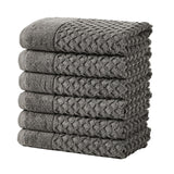 Cotton Diamond Waffle Weave Bath Towel Set - Grayson Collection Hand Towel (Pack of 6) Dark Gray Bath - Tophatter Daily Deals