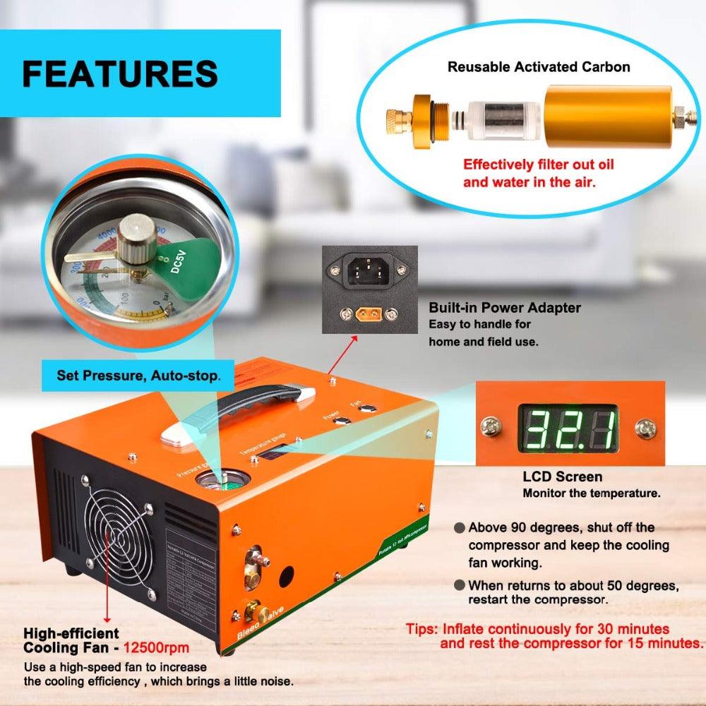 ZY® 12V / 240V COMPRESSOR (300 BAR) - AUTO SHUTOFF - Tophatter's Army Deals ACCESSORIES - Tophatter Daily Deals