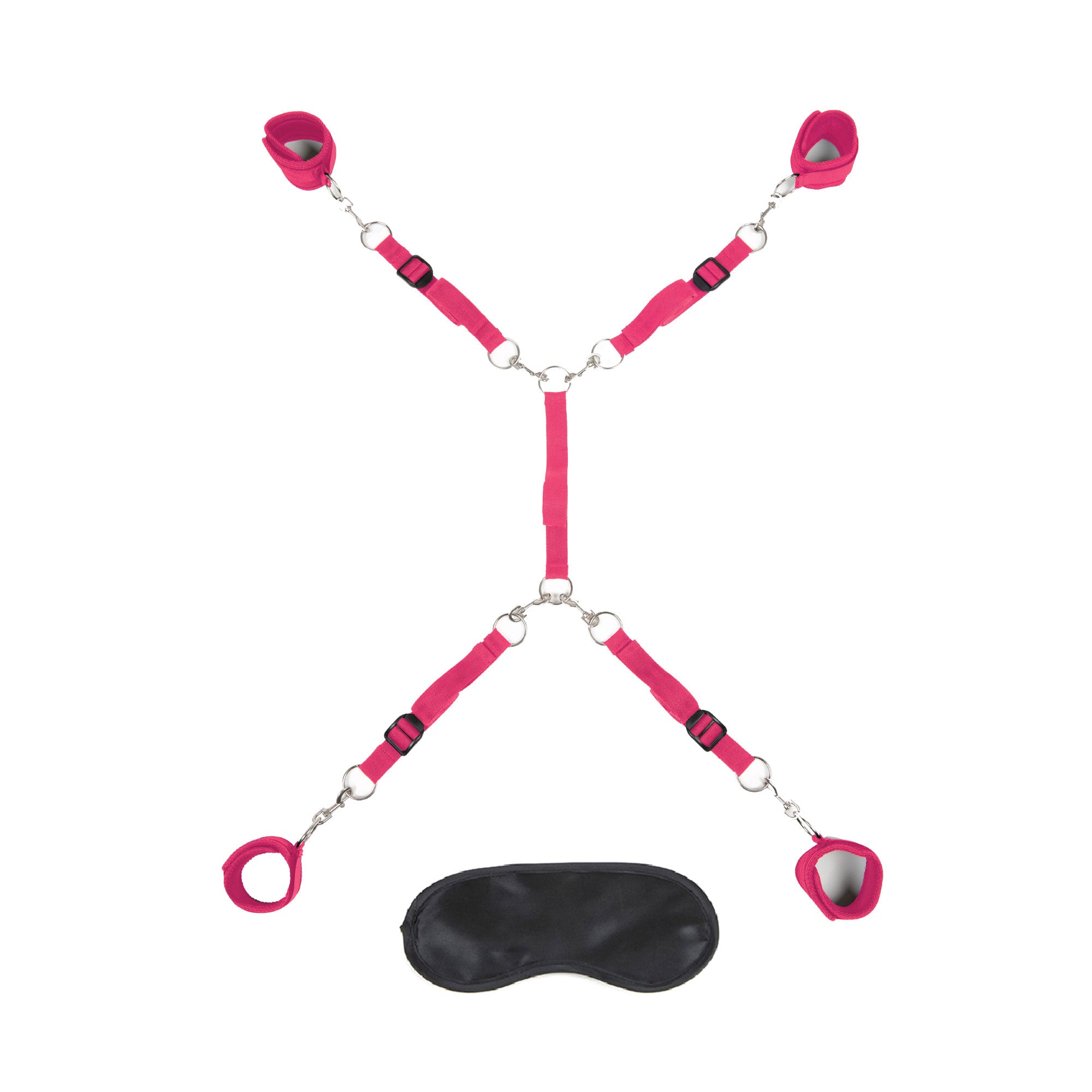 7-Piece Hot Pink Bed Spreader Bondage Set With Adjustable Cuffs > Bondage Gear > Restraints - Tophatter Daily Deals