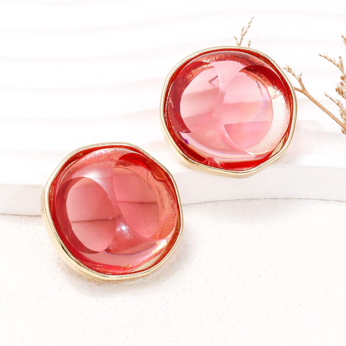 Alloy Geometric Earrings Strawberry One Size Earrings - Tophatter Daily Deals