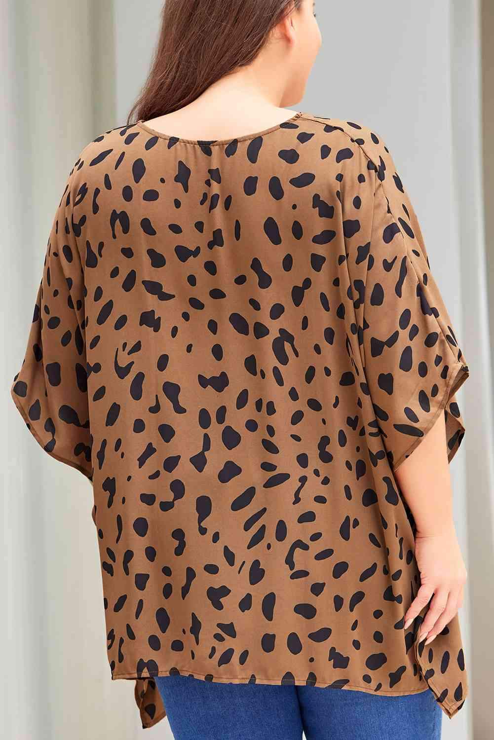 Plus Size Animal Print Handkerchief Hem Blouse Blouses - Tophatter Daily Deals